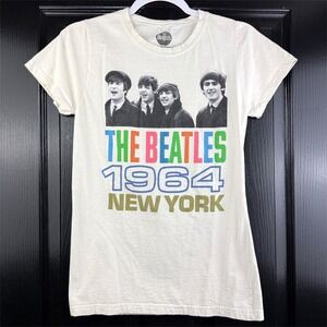 The Beatles 1964 New York Graphic Band T-Shirt Cream Womens XL 2013 Apple Corps